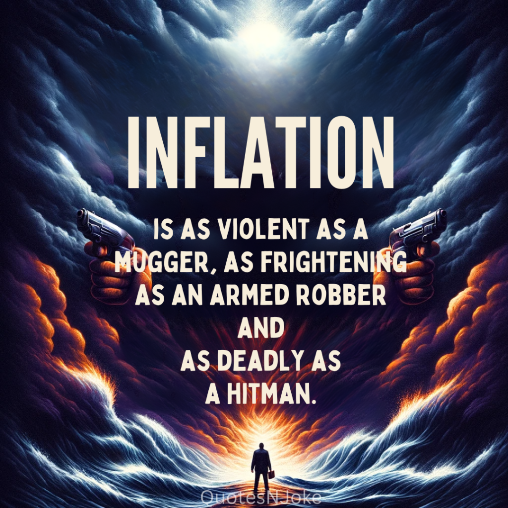 "Inflation is as violent as a mugger, as frightening as an armed robber and as deadly as a hitman." Ronald Reagan quotes