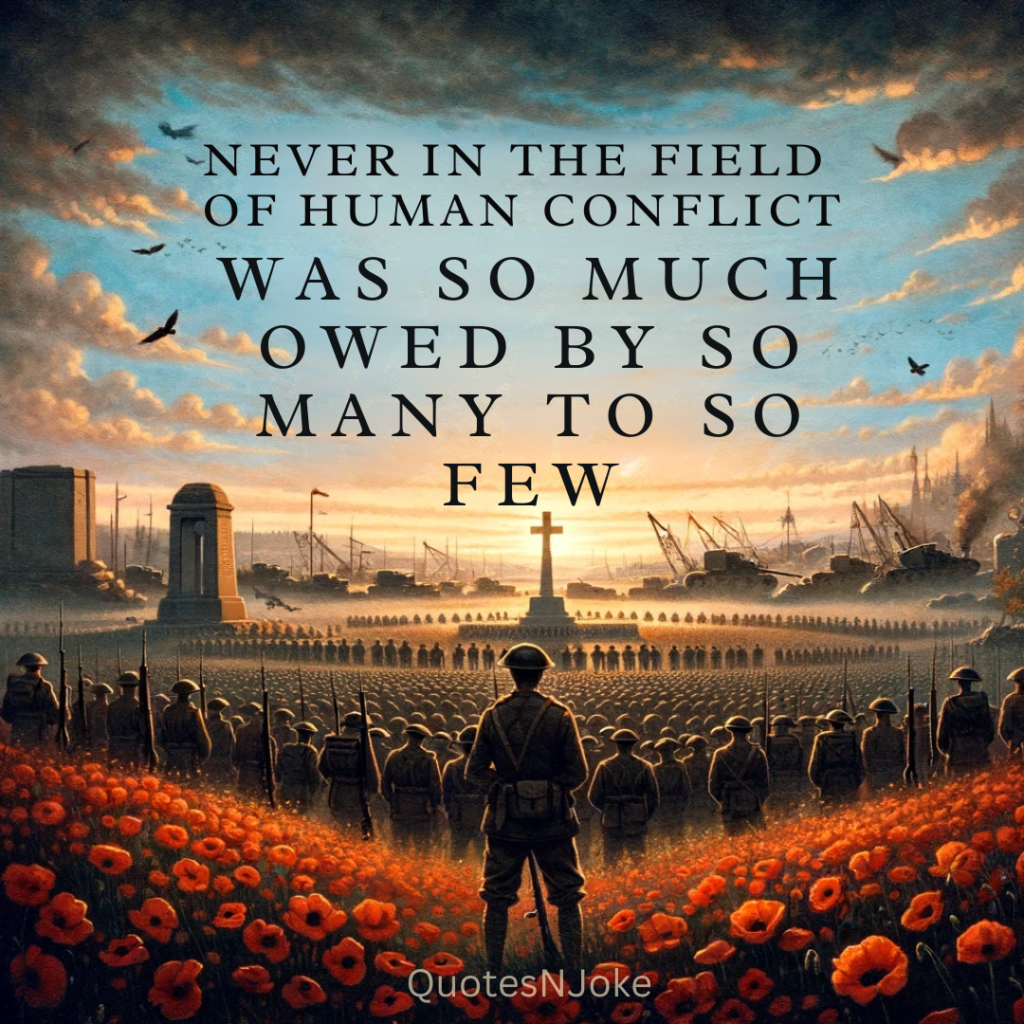 "Never in the field of human conflict was so much owed by so many to so few."Winston Churchill Quotes