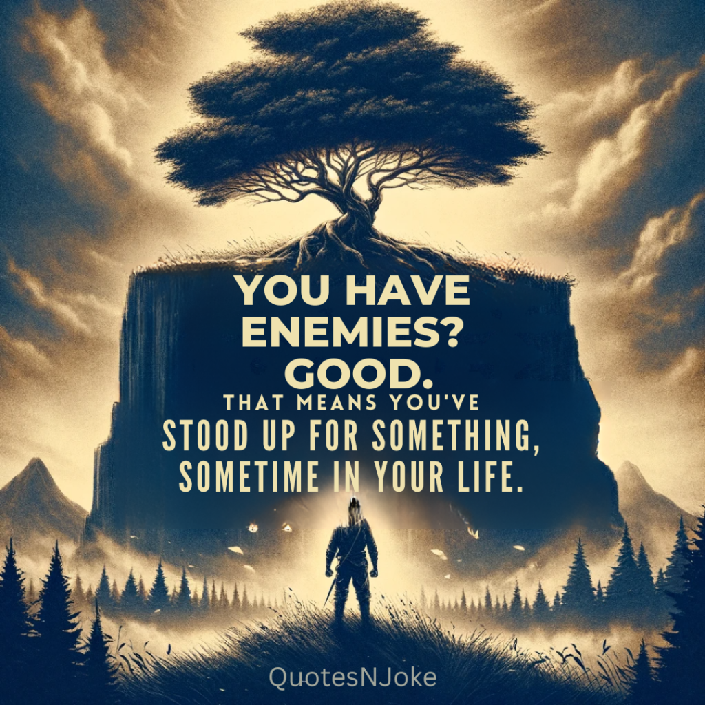"You have enemies? Good. That means you've stood up for something, sometime in your life." Winston Churchill Quotes