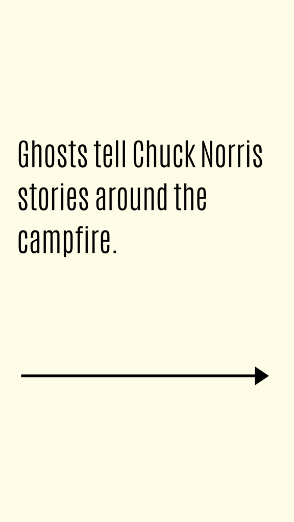 Ghosts tell Chuck Norris stories around the campfire.
